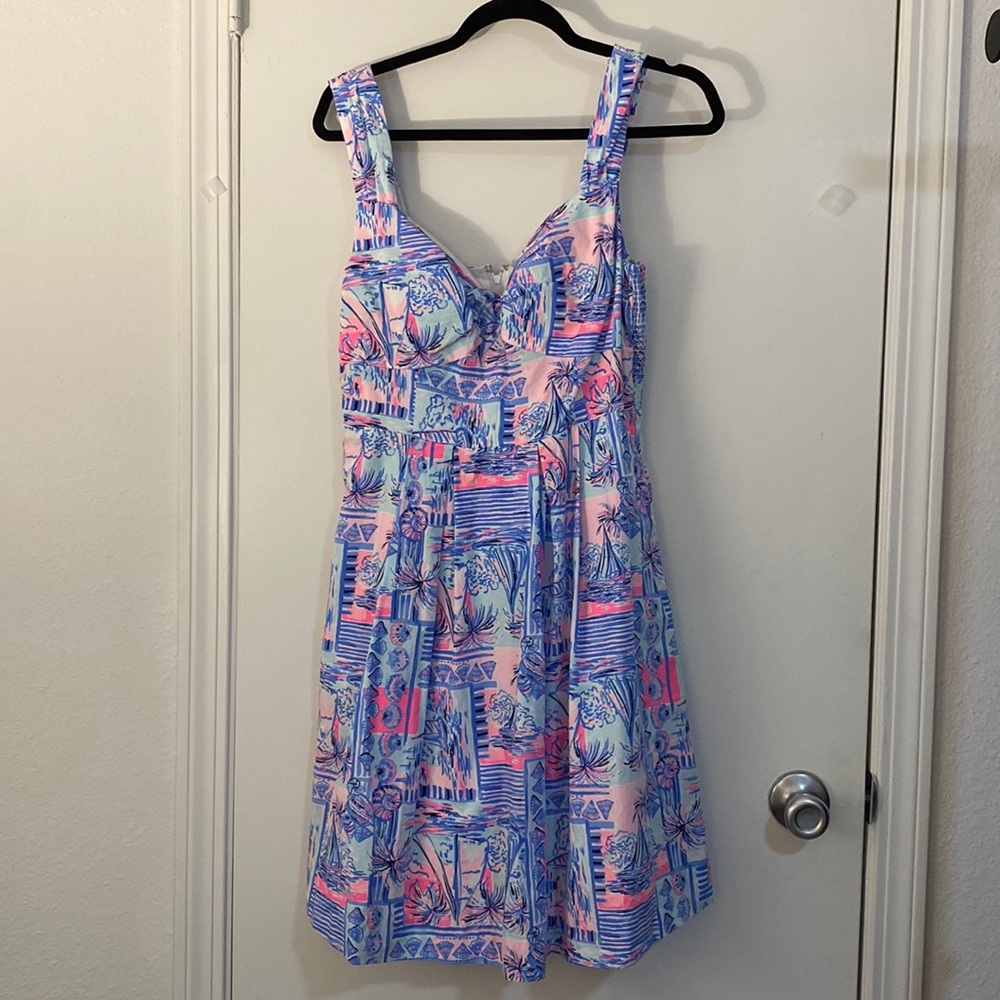 LILLY PULITZER Sz6 CYNDI SWEETHEART FIT & FLARE DRESS WHISPER BLUE